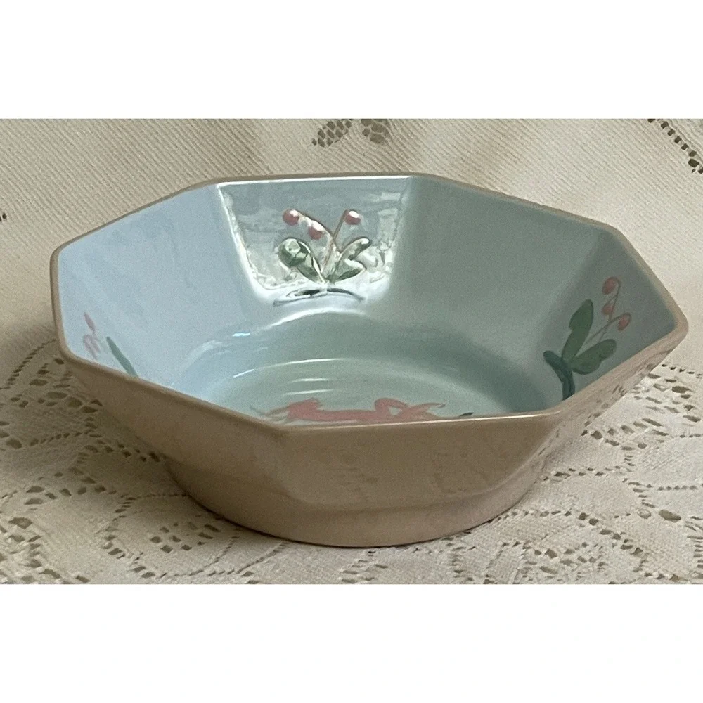 1940/50s Vally Werner Bowl Warrior California Handmade Whimsical Pink Buck Deer
